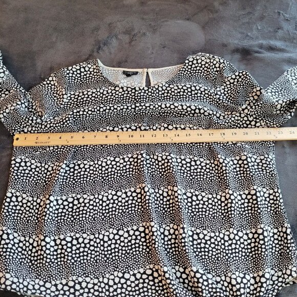 TAlbots Womens Top Size 1XP Black white Abstract Dot Side Tie Career Work 16452 - Picture 6 of 7